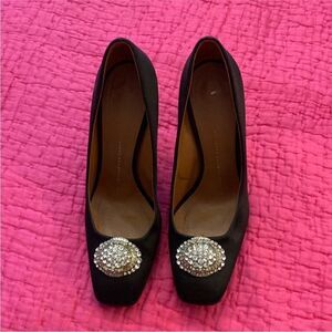 Giuseppe Zanotti Black Heels with Silver Embellishment, US8
